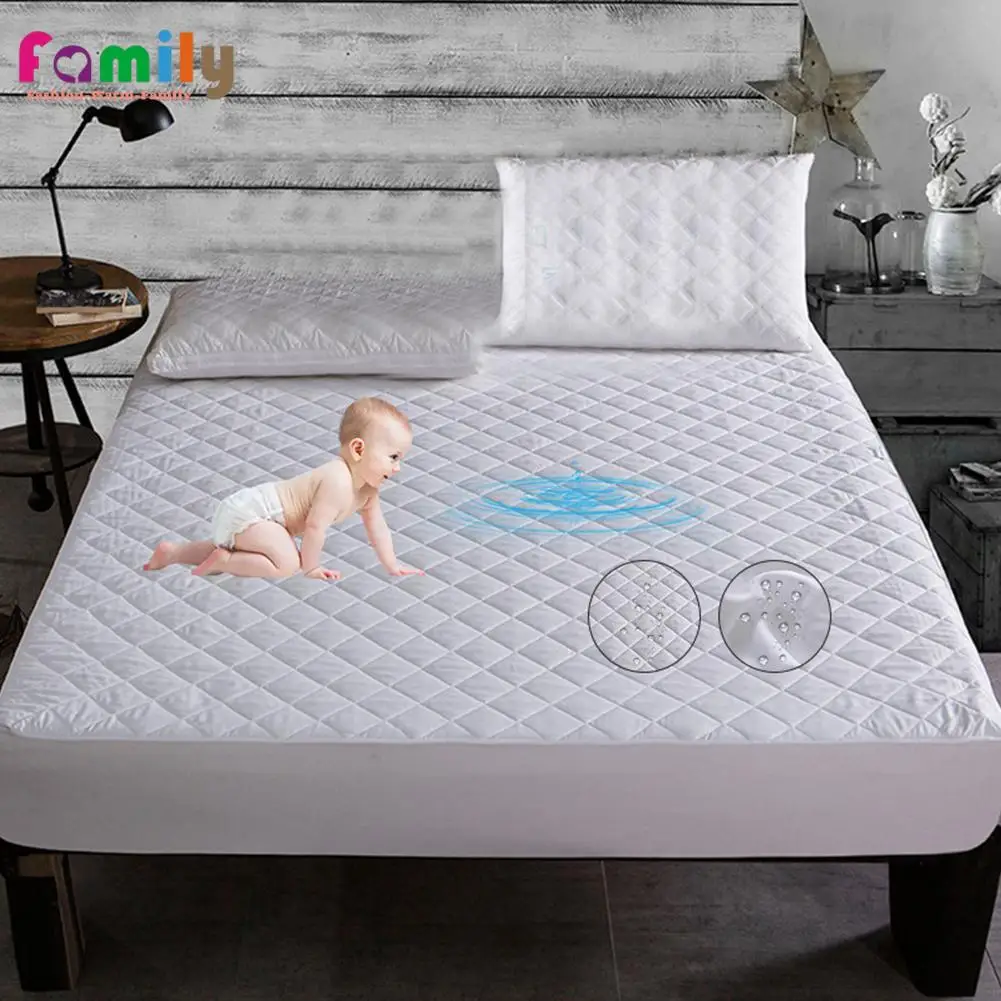 

Queen King Brushed Fabric Quilted Waterproof Mattress Pad Cover Super Soft Breathable Absorbent Personal Care Mattress Protector