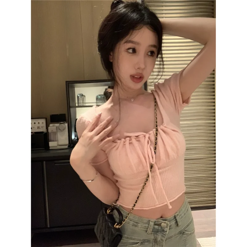 

Топ женский трикотажный с квадратным вырезом, в стиле Харадзюку