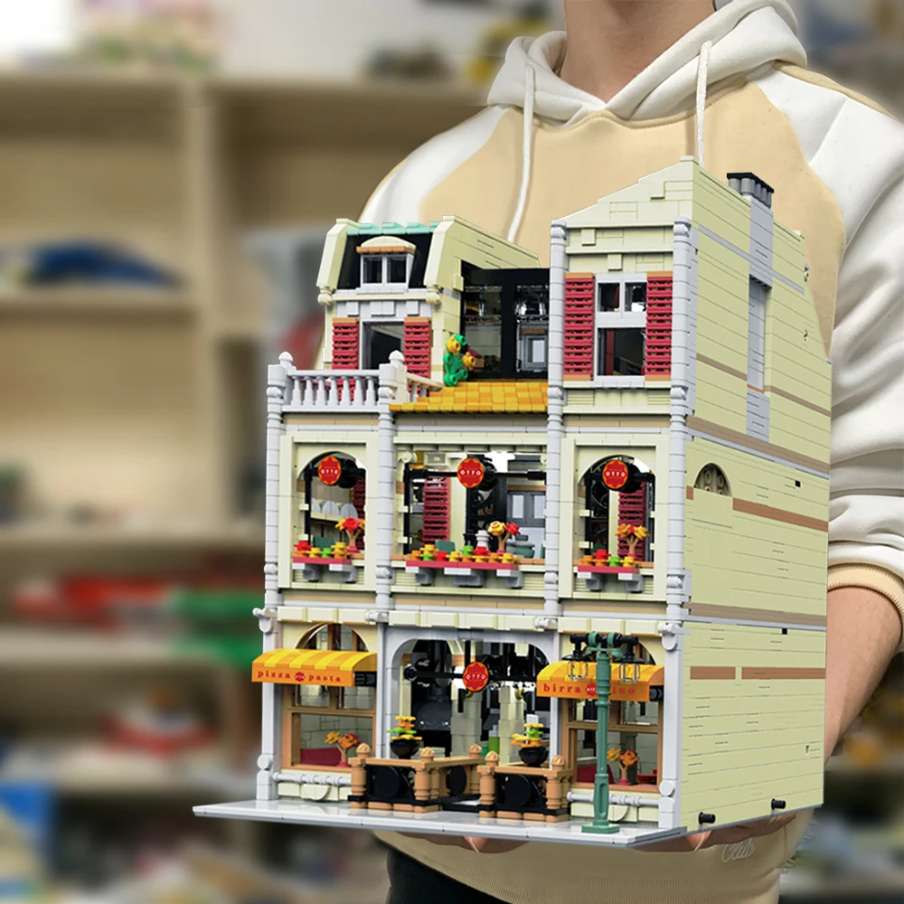 

10202 Creative Expert Ideas Street View Pizzeria Pizza Shop Brick Modular House Model Building Block Toy 5588pcs European Town