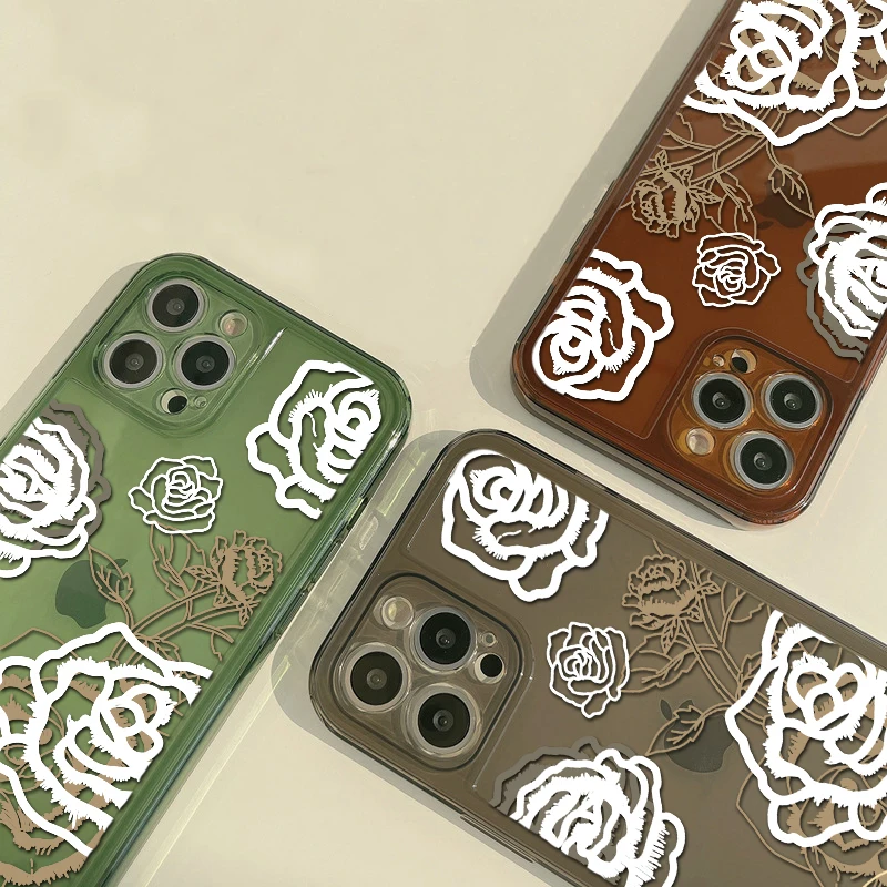 

Carve Flowers Pattern Phone Case,For IPhone11 13 12 14 Pro Max X Xs Xr 7 8 Plus Mini Se,Four Corner Airbag Anti Fall Cover,Coque