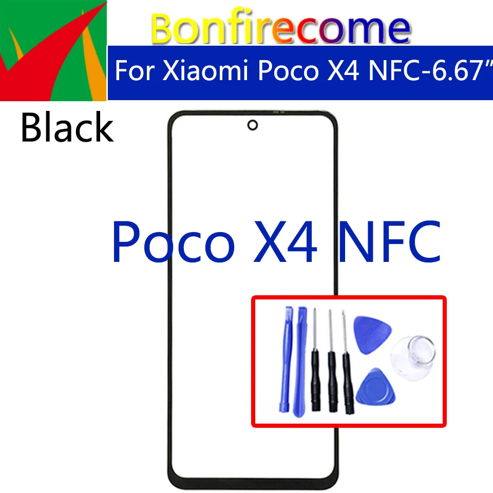 

For Xiaomi Poco X4 NFC Touch Screen Panel Front Outer Glass Lens LCD Glass Front With OCA