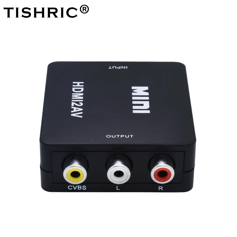Адаптер-преобразователь TISHRIC HDMI-совместимый с AV RCA Переходник штекер-гнездо HD 1080P Композитный конвертер с USB-кабелем для проектора