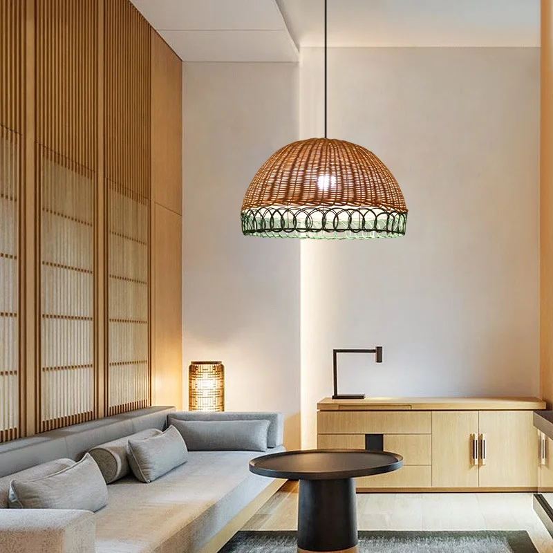 

Handmade Rattan Led Chandelier Restaurant Bar Bedroom Rattan Hanging Lamp Vintage Rustic Style Chandeliers Home Decoration