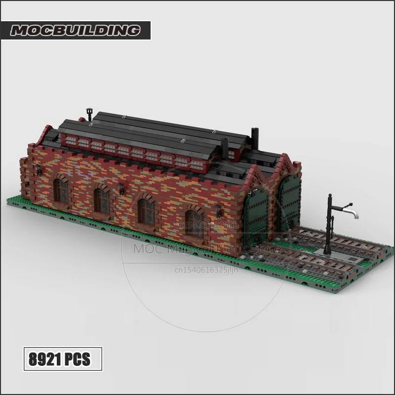Серия поездов Moc строительные блоки двустворчатый сарай с двигателем -