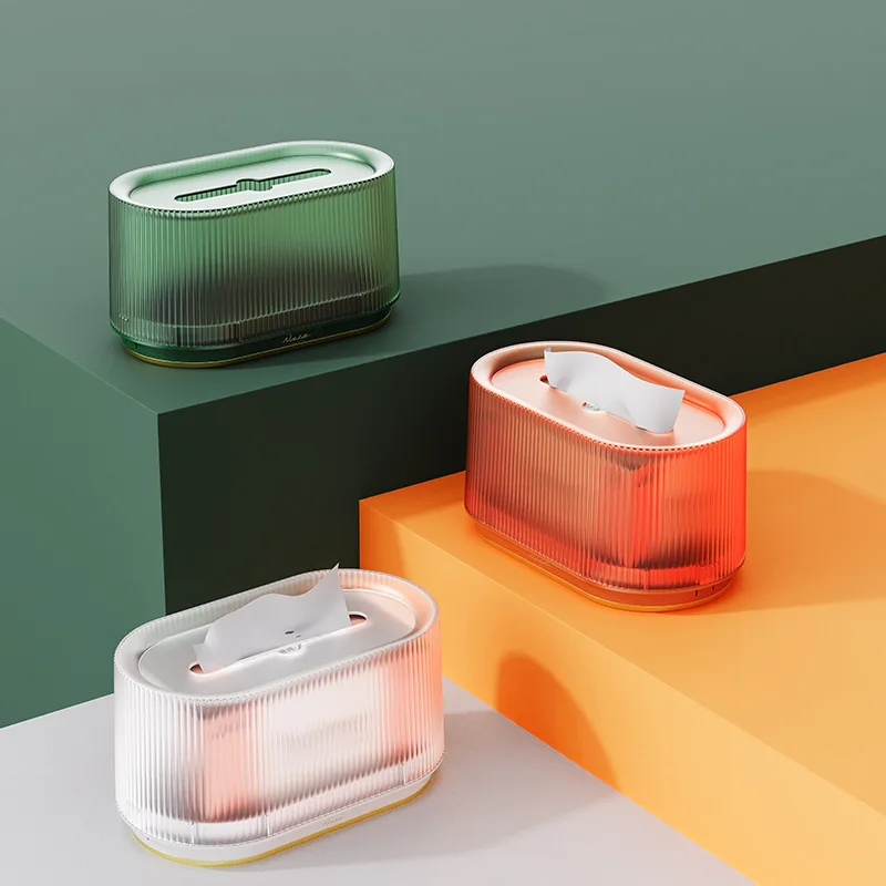 

Light Luxury Striped Tissue Storage Box Living Room Dining Room Multi-Functional Storage Creative Tissue Napkin Box Drawing Pape