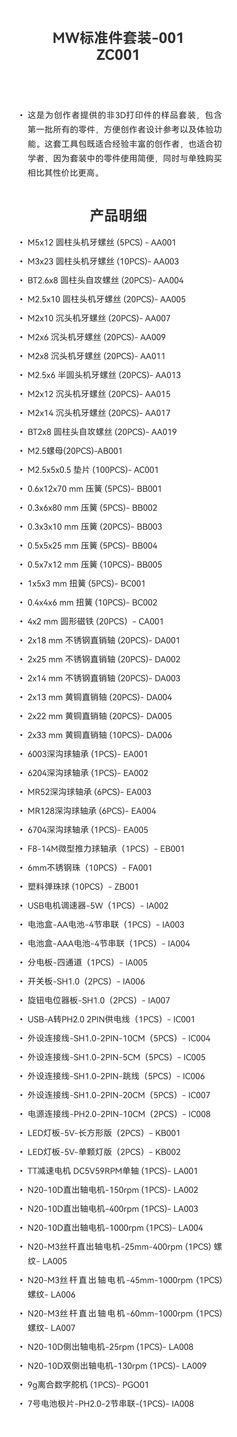 Модель с 3D-принтом стандартные детали набор стандартных деталей MakerWorld 001- ZC001