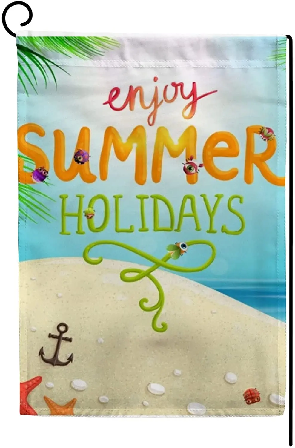 

Vantaso Garden Flag Hello Summer Beach Sea Hello Welcome House Flags Home Yard Banner for Outside Flower Pot Double Side Print B