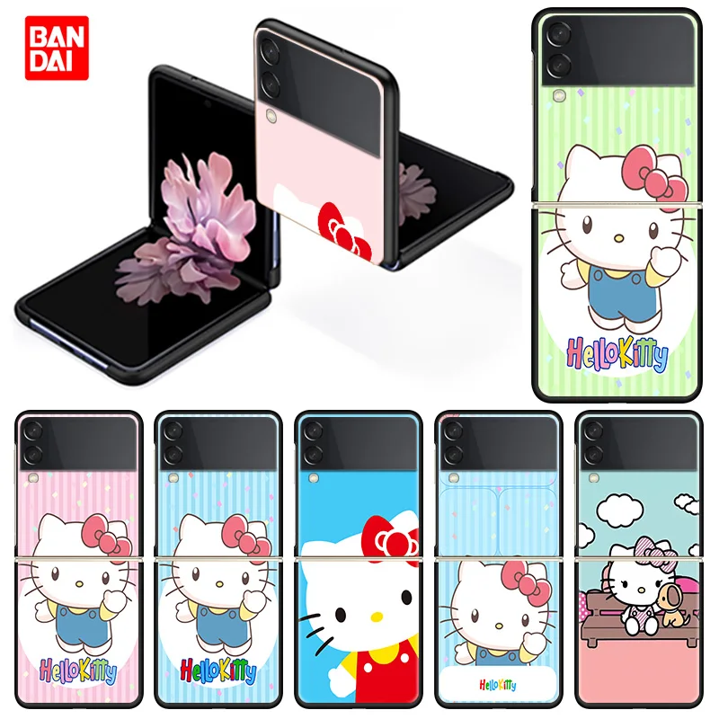 

Hello Kitty Wallpaper Phone Case For Samsung Galaxy Z Flip Flip3 Zflip Zflip3 5G Cover Plastic Luxury Matte Black Hard Cell Thin