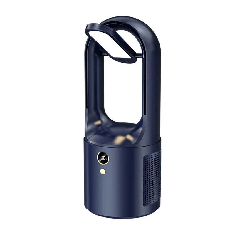 

Bladeless Electric Fan with Desk Lamp USB Rechargeable Silent Mini Portable Air Cooling Fan 6-Speed Wind 2000MAh Blue