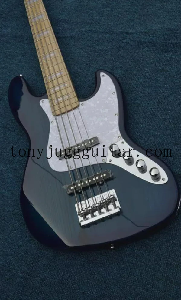 

Custom 5 String Ash Body Precision Marcus Miller Signature Trans Dark Blue Jazz Electric Bass Guitar Active Pickups Maple Neck