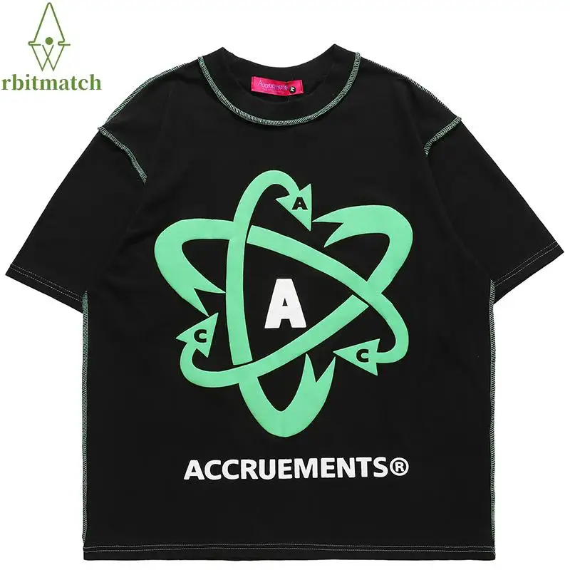 

Футболка мужская оверсайз с графическим принтом Atom, уличная одежда в стиле хип-хоп, хлопковая Свободная рубашка в стиле Харадзюку, топ с кор...