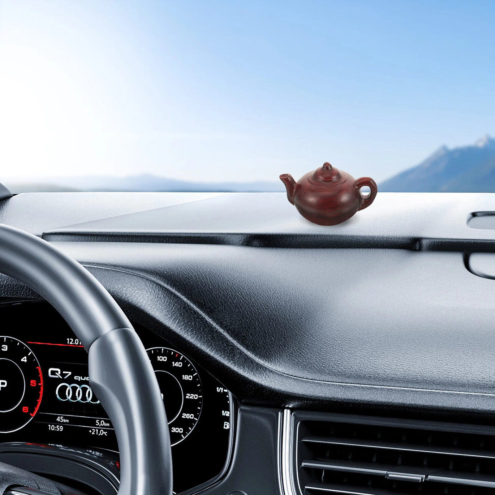 Wood Decor Keychain Hanging Charms Crafts Decoration Animal Statue Pendant Wooden Teapot