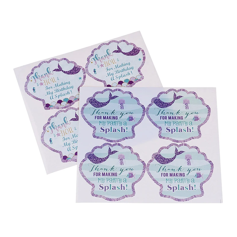 

40pcs/pack Party Thank You Mermaid Design Sticker Sea Shell Label Favors Mermaid Party Birthday Party Decorations