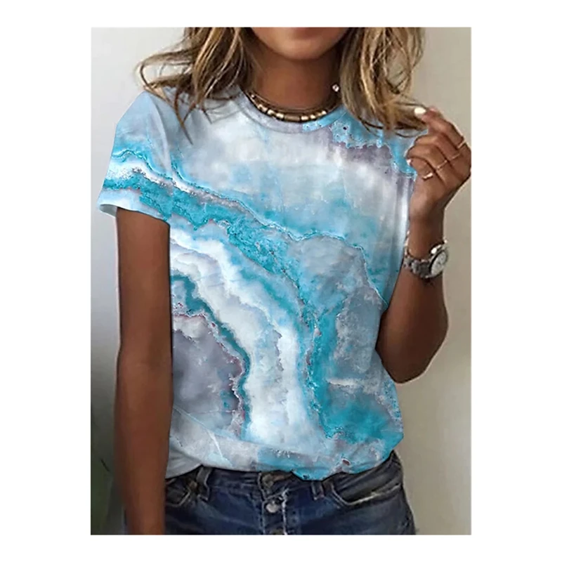 

Friends 2022 Summer Elegant Fashion Hot Sale Geometric Abstract Women T-Shirt Tops 3D Printing O Neck Mexican Style Cheap Wholes