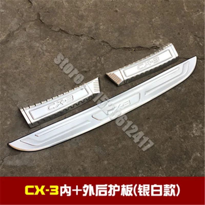

Stainless Steel Scuff Rear Bumper Protector Sills Interior Trunk Rear guard Tread Plate Pedals For Mazda CX-3 2018 Car Styling