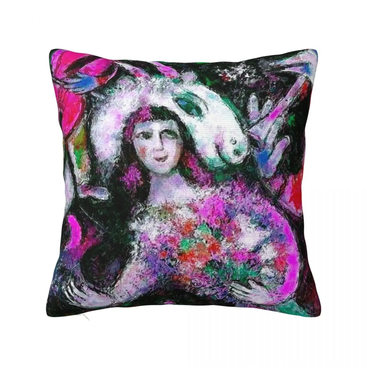 Женская с цветами: стиль Chagall абстрактный принт декоративная подушка под мрамор