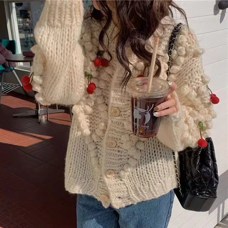 

2022 Women's Cardigan Sweaters Fashion Female O-neck Sweater Long Sleeve Single Breasted Sweater Woman Knitted Cardigan S61