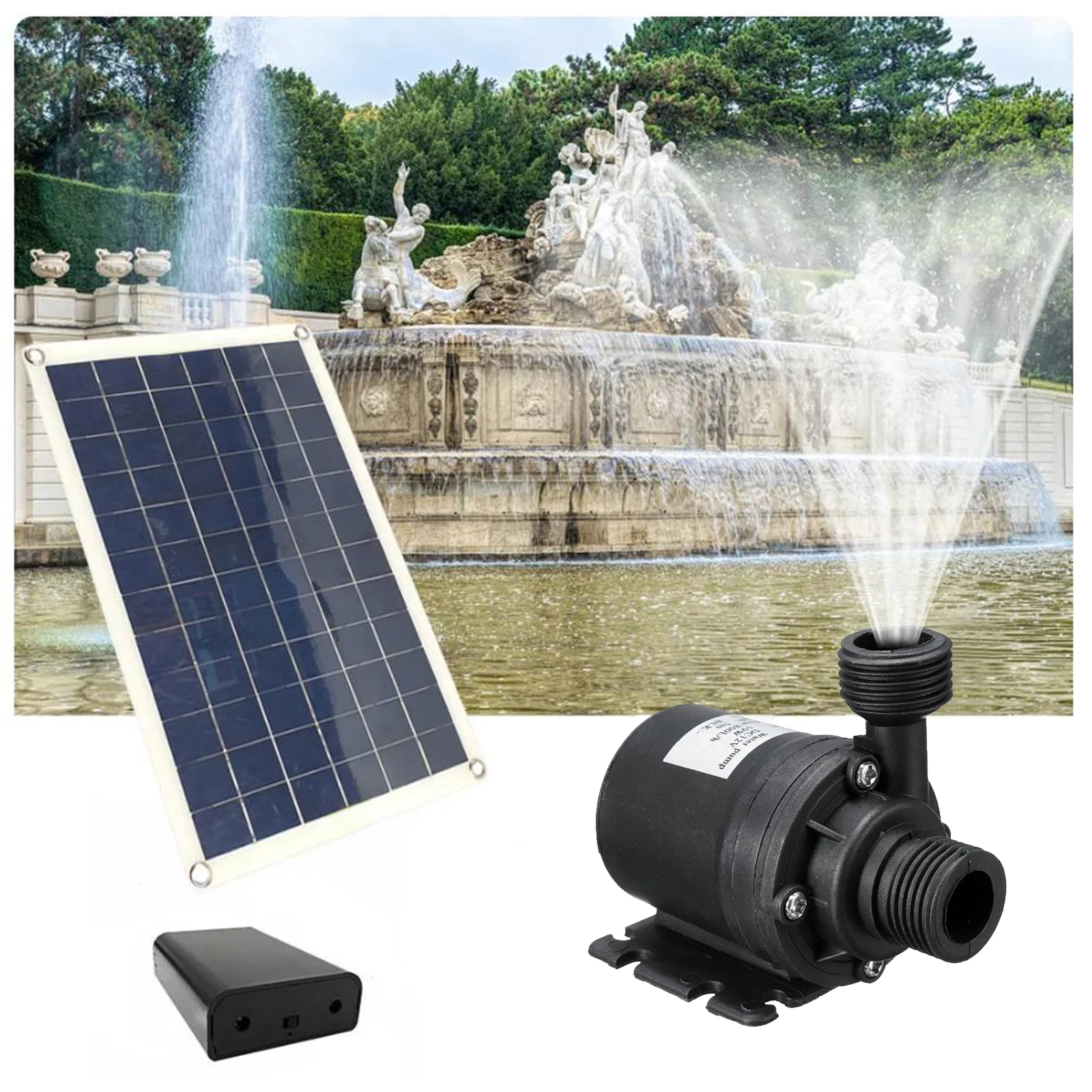 Dc 12V 50W 80L/h Water Pump with 50W Solar Panel Battery Brushless Motor Water Circulation Watering Washing Pump For Garden