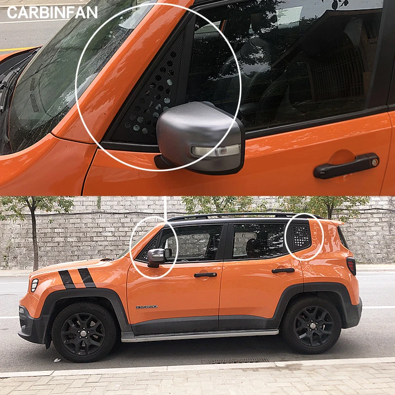 Аксессуары для стайлинга автомобиля, наружная отделка переднего и заднего треугольных стекол, наклейки на обтекатели подходят для JEEP RENEGADE 2015-2019.