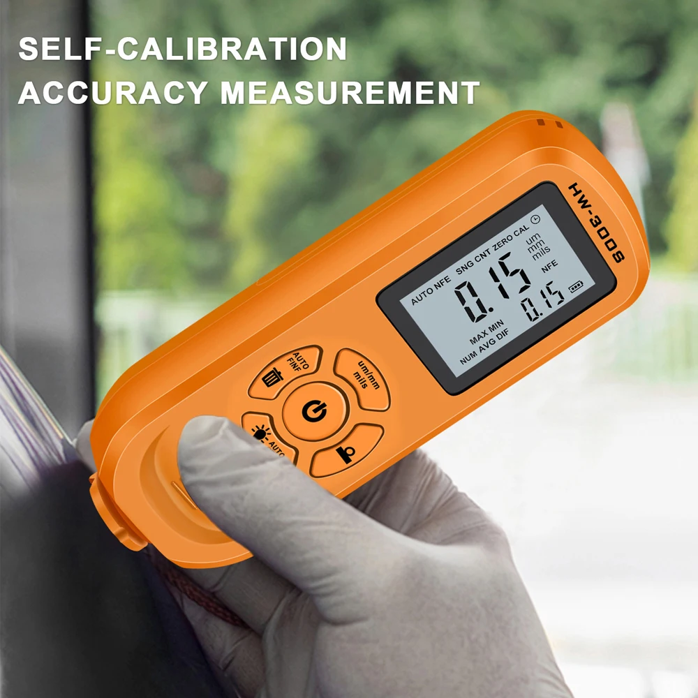 

HW-300S Coating Thickness Gauge High Accurancy Digital Paint Film Thickness Tester LCD Backlight Display Thickness Measure Tool