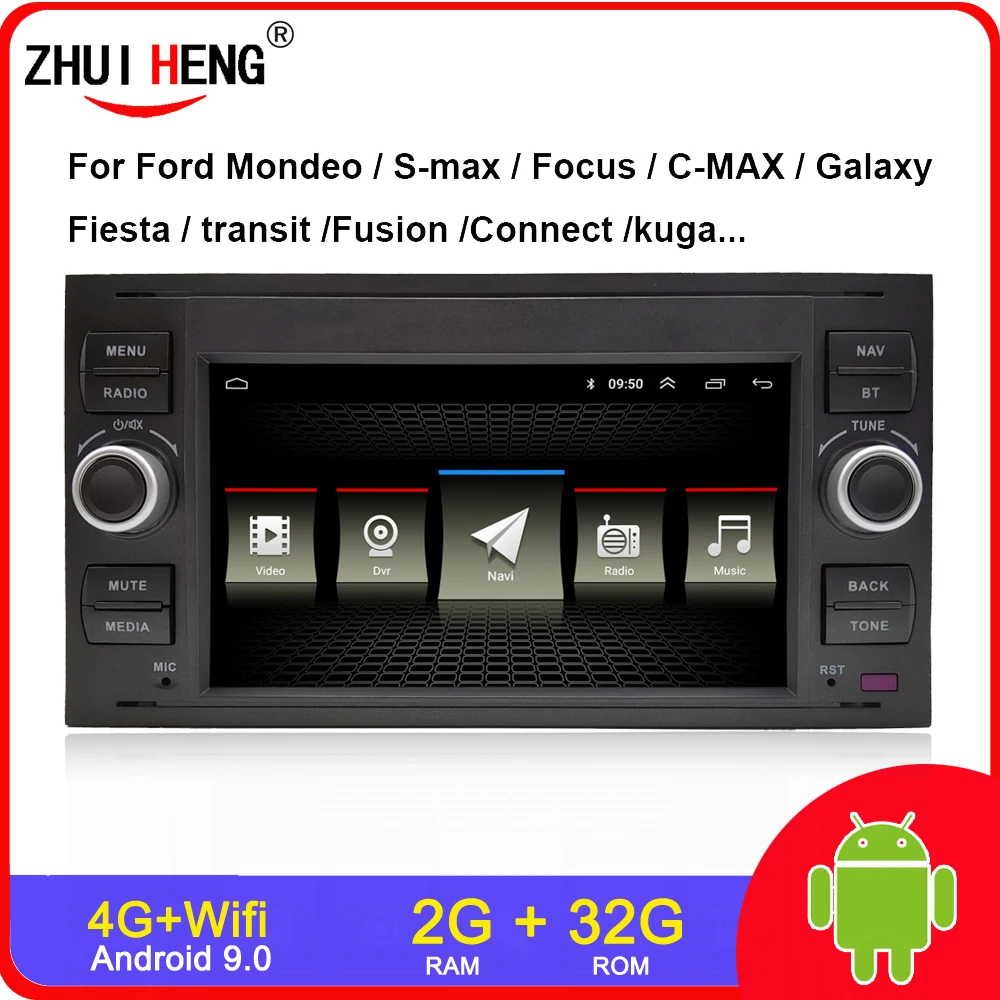 

Автомагнитола 2G 32G Android 10 2 DIN для iFord iFocus globalo S-max C-MAX Galaxy Fiesta transit Fusion Connect kuga, автомагнитола