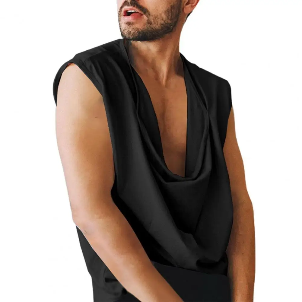 

New Summer Men's Sleeveless Tank Tops Creative Solid Color Baggy Pattern Deep V Neck Summer Tops Male Clothes