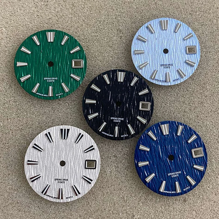 

Novel dial 28.5MM Wave Stripe Watch Dial Green Luminous Modified Dial for NH35/NH36/4R/7S Watch Movement Part