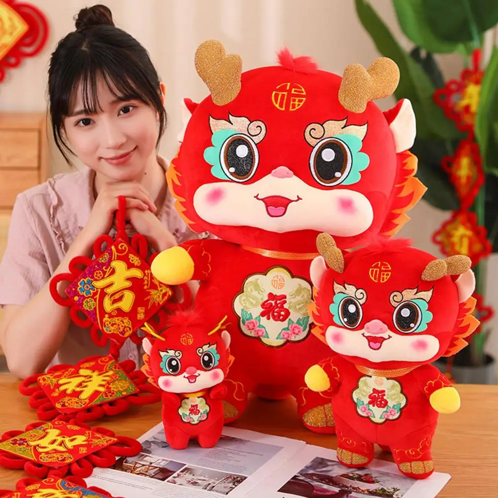 

Флуоресцентная плюшевая кукла дракон в китайском стиле, талисман на 2024 год, набивной дракон, праздничное украшение для дома для детей