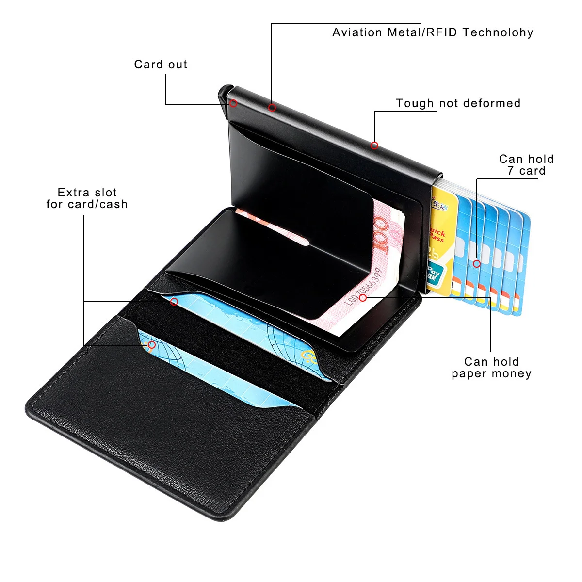 

Мужской кошелек с Rfid-защитой, кредитница, бумажник для мужчин, сумочка для денег, короткий маленький умный тонкий клатч, Металлический Алюми...