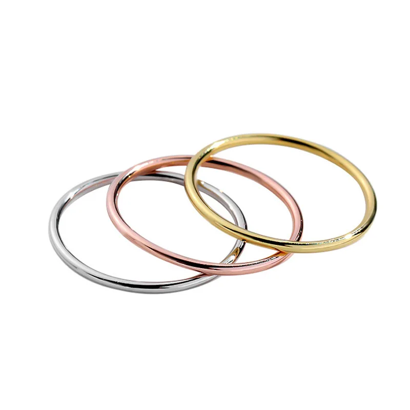 

Hot Selling 925 Sterling Silver Jewelry Minimalist 18K Gold/White Gold/Rose Gold Multiple Size Rings Woman