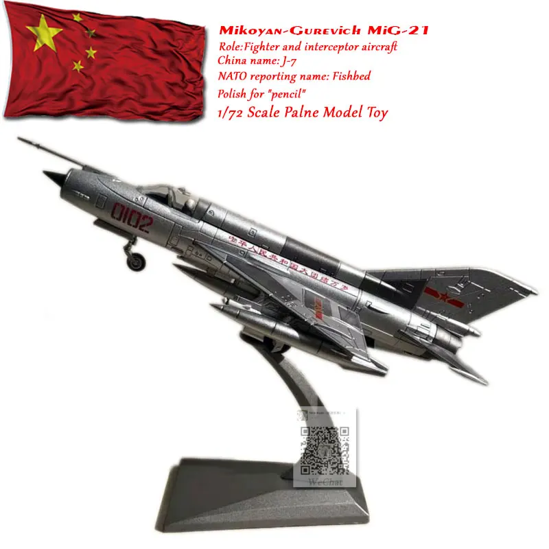 

1/72 Scale Diecast Plane Model Toys PLAAF MiG-21 Fishbed Fighter Die-cast Metal Military Aircraft Toy For Boys Kids Collection