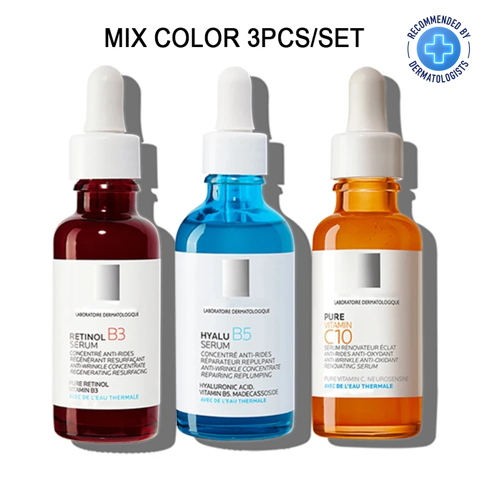 

3pcs Brand Face Serum NIACINAMIDE 10/ Serum PURE /VITAMIN C10 / RETINOL B3/ HYALU B5/ EFFACLAR Serum / CICAPLAST B5 Serum Skin