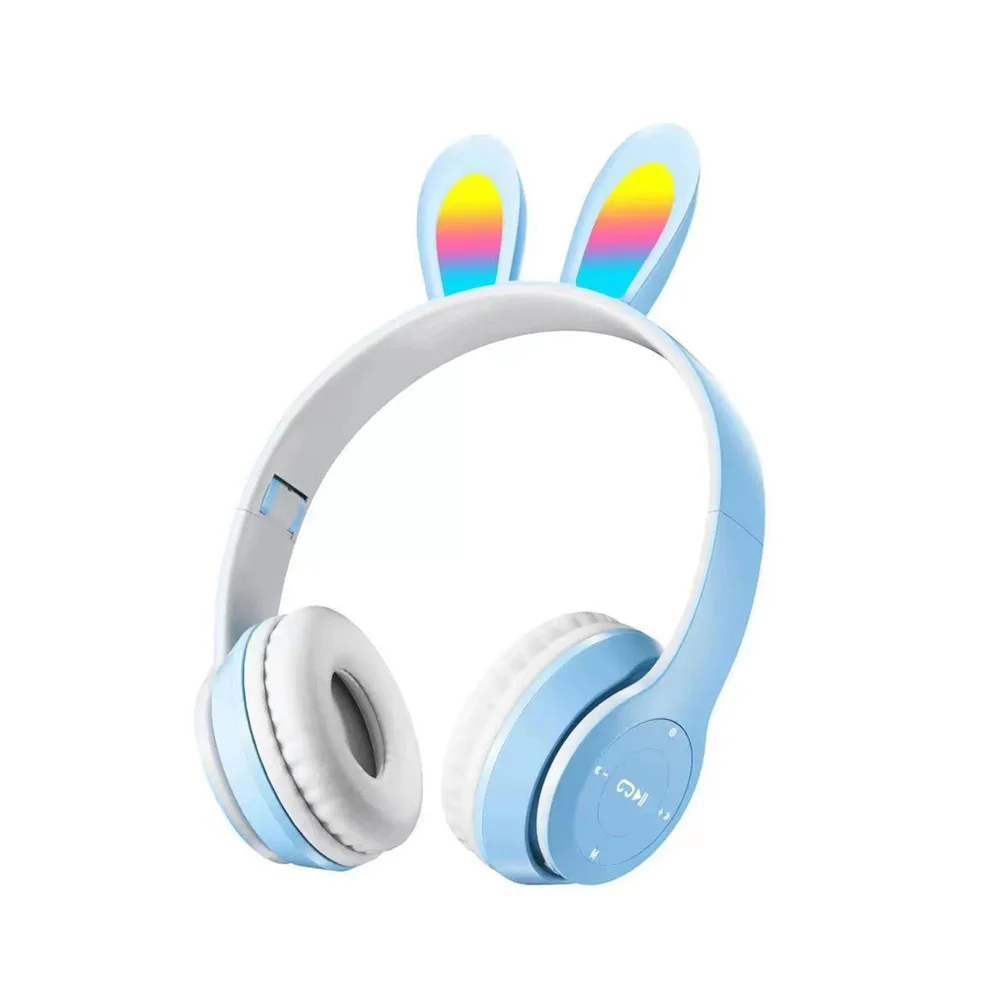 

Flash Light Cute Rabbit Ears Wireless Headphone With Mic Control LED Kid Girl Stereo Music Helmet Phone Bluetooth Headset Gift