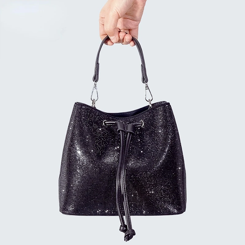 

Новинка 2023, женская сумка-ведро из искусственной кожи со стразами, дизайнерская сумка-мессенджер на одно плечо, сумка через плечо