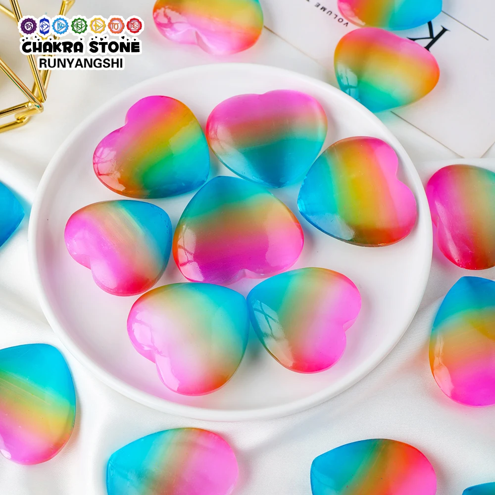 1 шт. Гальванизированный красочный камень из селенита в форме сердца натуральный