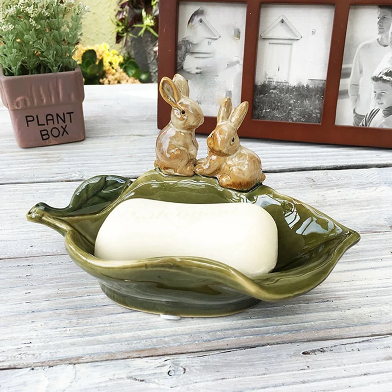 Пасторальный Ретро фарфоровый кролик мыльница декоративная керамическая