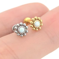 cool 6810mm gold color labret bar opal helix conch piercing jewelry tragus lobe earrings ball ear piercing nose stud lip rings