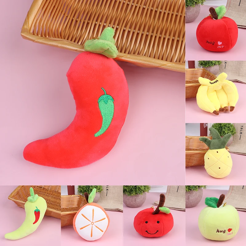

1Pc Fruit Vegetable Plush Stuffed Doll Orange Pepper Apple Cherry Pineapple Banana Soft Plush Toy Keychain Bag Pendant Decor Toy