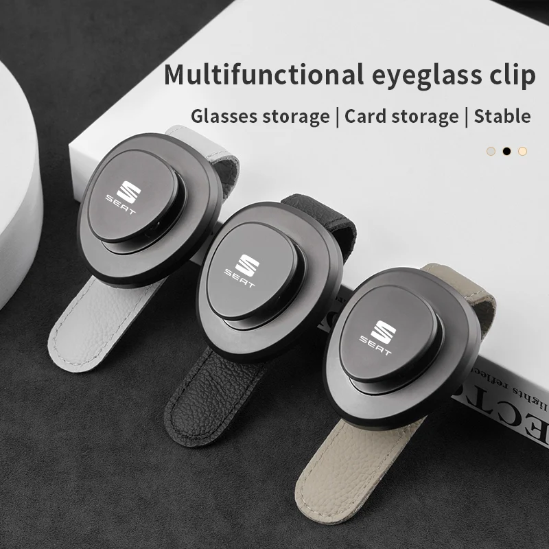 Car Sunglasses Holder Multi-function Glasses Clip For SEAT Ibiza Arona Ateca Cordoba Alhambra Mii Tarraco Leon Altea Toledo