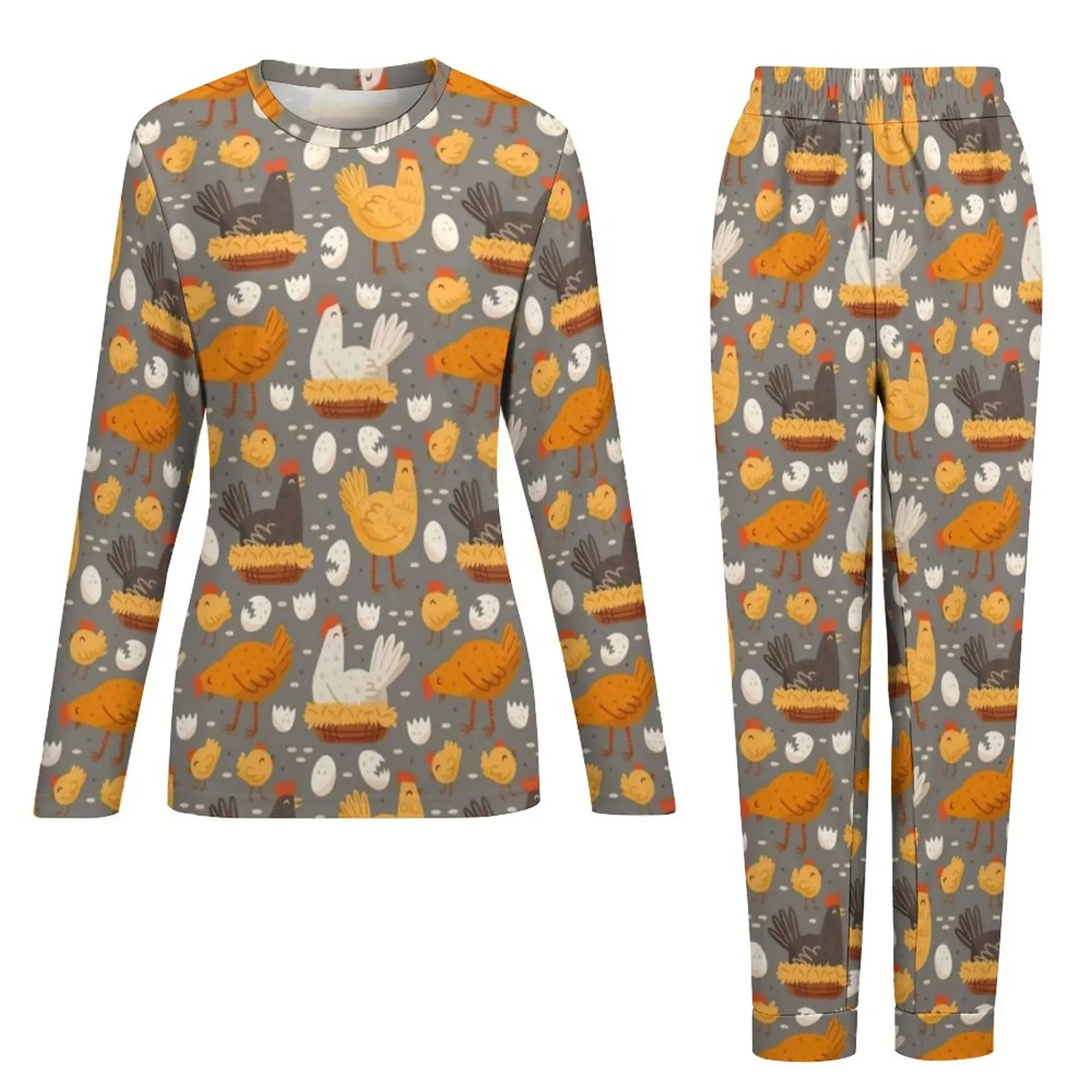 Забавные пижамы с куриным принтом курица на гнезде яйцо ночь одежда для сна