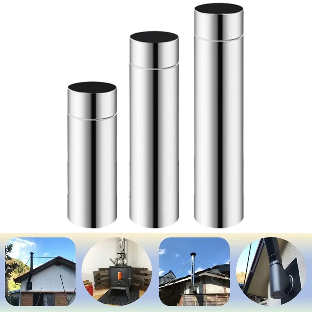 Wood Stove Pipe Stainless Steel Flue Exhaust Stove Pipes Adjustable Ducting Dryer Vent Hose For Pellet Stove Fresh Air Intake