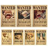 new anime one piece luffy 3 billion bounty wanted posters four emperors kid action figures vintage wall decoration poster toys