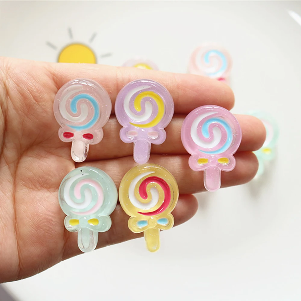 

10PCS Transparent Lollipops Series Resin Flatback Cabochons For Hairpin Scrapbooking DIY Jewelry Craft Decoration Accessories