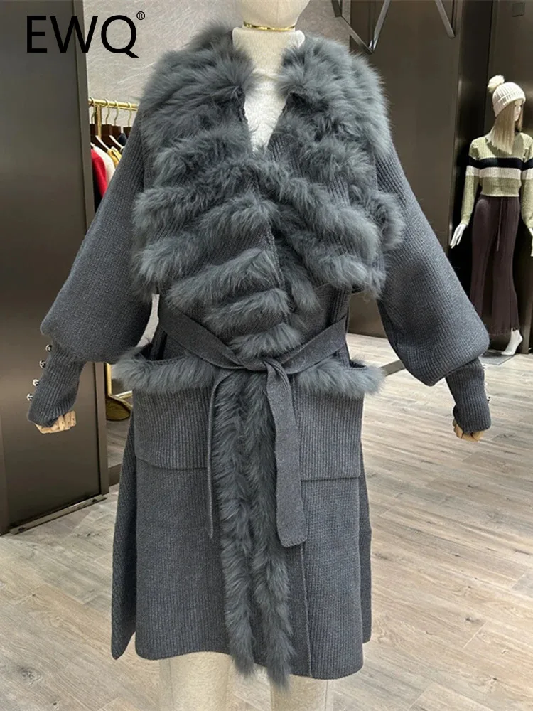 

EWQ высокое качество элегантный дизайн искусственный мех Лоскутная повязка с завышенной талией ветрозащитная грудь Зима Весна 2024 Новый 27SN4745