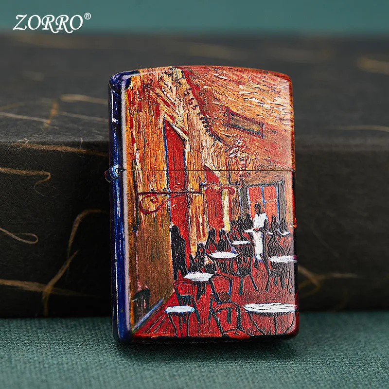 

Zorro lighter night outdoor cafe creative color paint new grinding wheel kerosene lighter men's gift