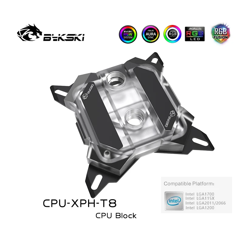 

Bykski CPU-XPH-T8 CPU Water Cooling Blocks For Intel Lga115x/1700/2011/2066 All Metal Mechanical Butterfly System Microwaterway