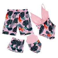 leaf swimsuits beach family matching outfits one piece mother daughter swimwear mommy and me bikini clothes dad son swim shorts