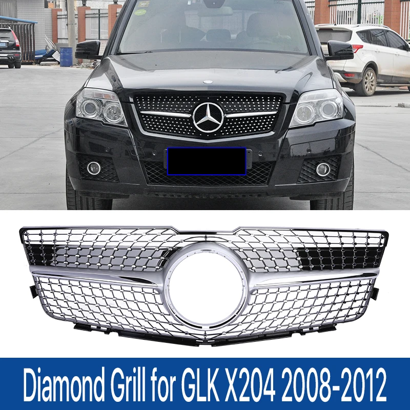 

Черный серебристый передний радиатор, бриллиантовая решетка, спортивный стиль для Mercedes Benz GLK Class, аксессуары X204 220 280 350 400 2008 2009 2012
