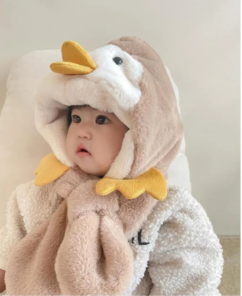 Новый комплект зимней шапки и шарфа в виде пингвина для детей вязаная детская