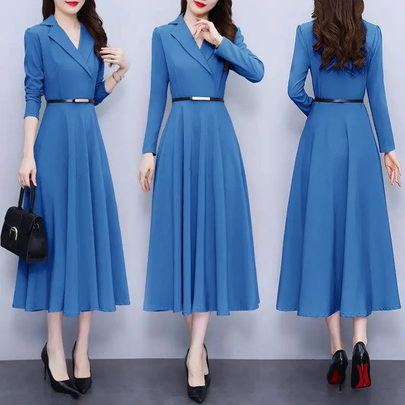 Платье в стиле Хепберн с воротником женское осеннее платье новинка 2023